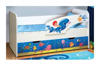 Кровать детская с фотопечатью Дельфин