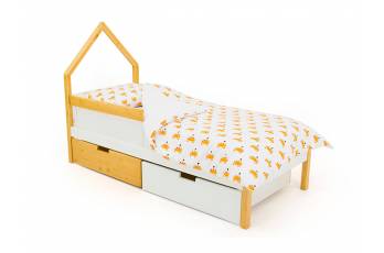 Кровать-домик мини Svogen с ящиками и бортиком дерево-белый
