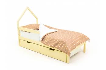 Кровать-домик мини Svogen с ящиками и бортиком бежевый
