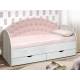 Кровать с продольной мягкой спинкой Софа №10 розовый 800х1600