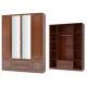 Шкаф ШР-4 платье и бельё с зеркалом Лак Орех