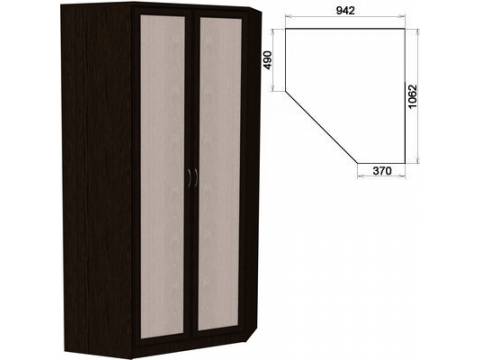 Несимметричный угловой шкаф со штангой и полками арт.403