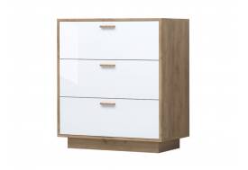 Комод Эго К-3 3 ящика белый глянец цоколь