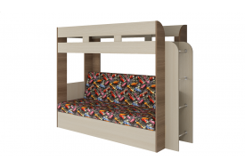 Кровать двухъярусная Карамель 75 Ясень Машинки