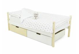 Кровать-тахта Svogen с ящиками бежевый-белый