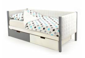 Кровать-тахта мягкая Svogen с ящиками графит-белый