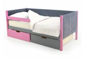 Кровать-тахта мягкая Svogen с ящиками и бортиком лаванда-графит