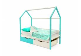 Кровать-домик Svogen с ящиками мятно-белый