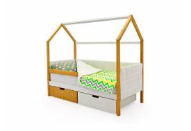 Кровать-домик мягкий Svogen с ящиками и бортиком дерево-белый