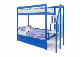 Двухъярусная кровать Svogen с ящиками синий
