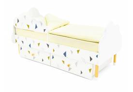 Кровать Stumpa Облако бортик и ящики рисунок Треугольники зеленый, синий