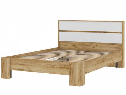 Кровать Хелен КР 02 Дуб Крафт золотой/Белый шагрень