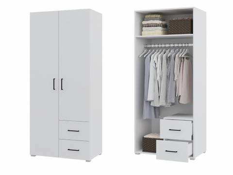 Шкаф двухстворчатый 2 ящика Victor Белый