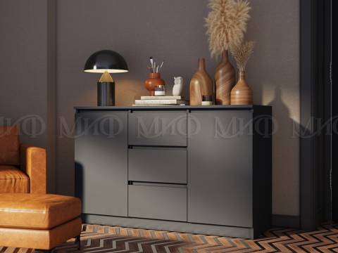 Комод 1200 2 двери 3 ящика Челси Графит
