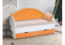 Кровать с продольной мягкой спинкой Сердце №3 800х1900 мм розовая