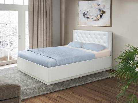 Кровать Венеция 12.1 1400 с подъемным механизмом кожзам белый