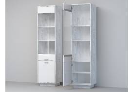 Пенал Эго ПС-1 бетон светлый/белый глянец на цоколе