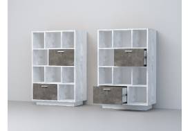 Комод Эго К-1 2 ящика бетон светлый/камень темный на цоколе