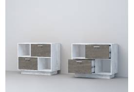 Тумба Эго Т-1 2 ящика бетон светлый/камень темный на цоколе