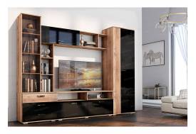 Гостиная Крокус Дуб делано-черный глянец