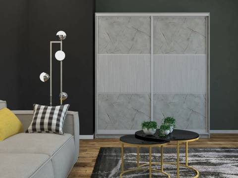 Шкаф-купе Ксения 1600 широкая рельефная вставка МДФ Каспий светлый