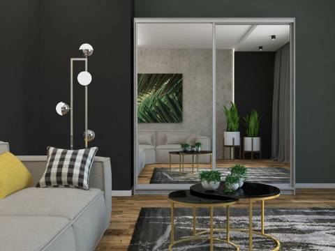 Шкаф-купе Юлия 2200 зеркало/зеркало серый