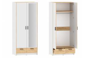 Шкаф для одежды Оттавия НМ 011.80 фасад с зеркалом Белый Фасадный