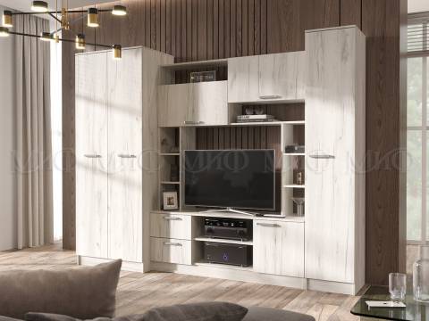 Гостиная Флора без зеркала Дуб Крафт Белый