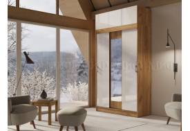 Шкаф с антресолью Бася/Роджина Белый глянец холодный/Дуб крафт