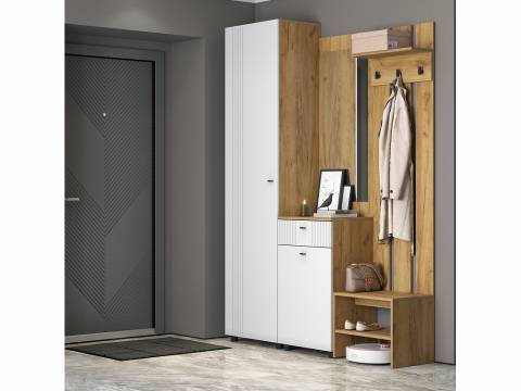 Прихожая Милан Дуб Золотой/Белый Матовый