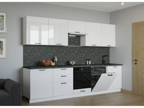 Кухонный гарнитур арт 18 Белый глянец 3000 мм