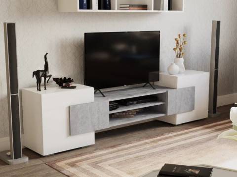 Тумба ТВ 03 ВНК белый/цемент светлый