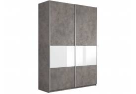 Шкаф-купе Прайм 2-х дверный ДСП/вставки Стекло Белое Бетон