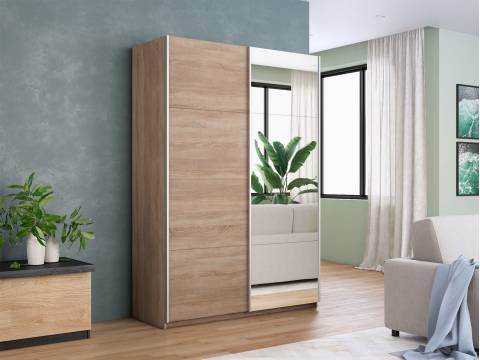 Шкаф-купе Прайм 2-х дверный 1200 Зеркало/ДСП Сонома