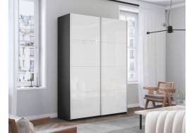 Шкаф-купе Прайм 2-х дверный 1600 Стекло Белое Серый Диамант