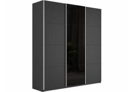 Шкаф-купе Прайм 3-х дверный 1800 ДСП/Стекло Черное/ДСП Серый Диамант