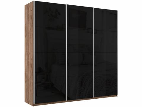 Шкаф-купе Прайм 3-х дверный 1800 три стекла черные Крафт табачный