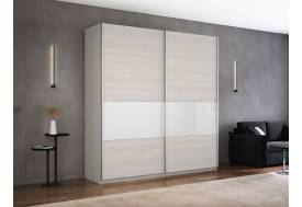 Шкаф-купе Прайм Широкий 2-х дверный ДСП/вставки Стекло Белое Ясень Анкор Светлый