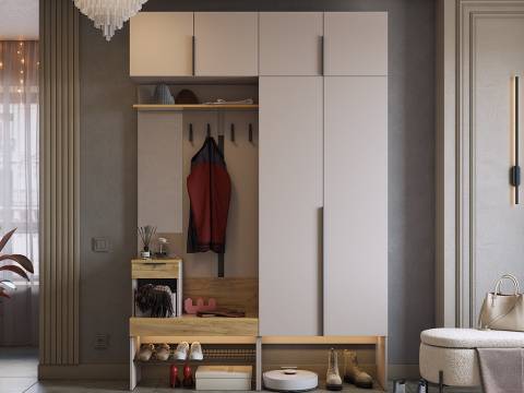 Прихожая Баско комплект К5 с антресолями кашемир