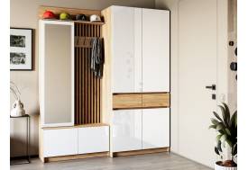 Модульная прихожая Стоуби с двухдверным шкафом фасад глянец белый
