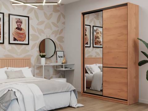 Шкаф-купе СТМ Line 150х45 с зеркалом Дуб табачный