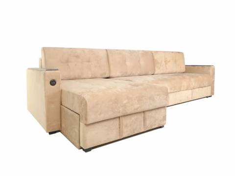Диван угловой Тургояк c USB розеткой Бежевый Ocean 130