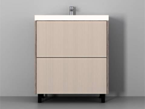 Тумба Рица 60 напольная 2 ящика раковина Океан 60 cерый/керамика