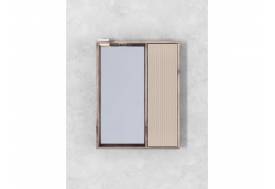 Шкаф-зеркало Рица 60 со светильником правый cерый/керамика