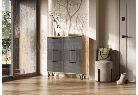 Обувница (1000) Флэш Браш Графит, Дуб Крафт