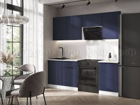 Кухня Николь 2100 мм Холст сапфировый