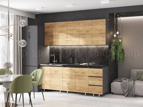 Кухонный гарнитур Челси 2000 мм Дуб Крафт/Графит