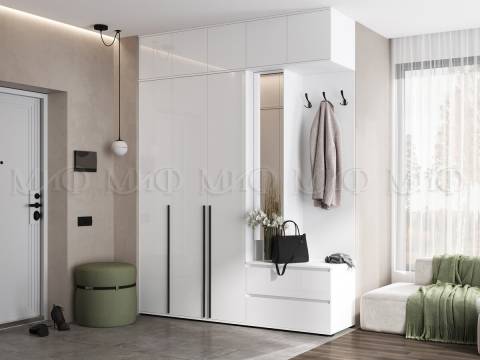 Прихожая модульная Норд Белый глянец холодный