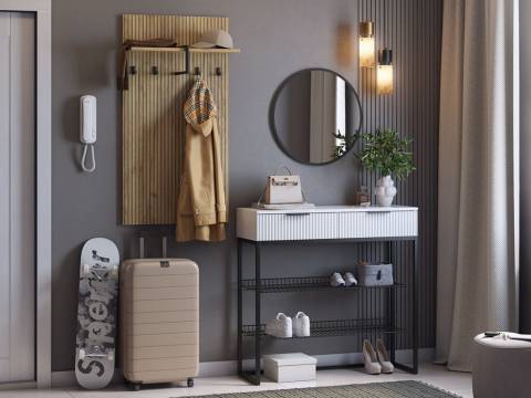 Прихожая Мебельсон К16 дуб крафт золотой/белое дерево