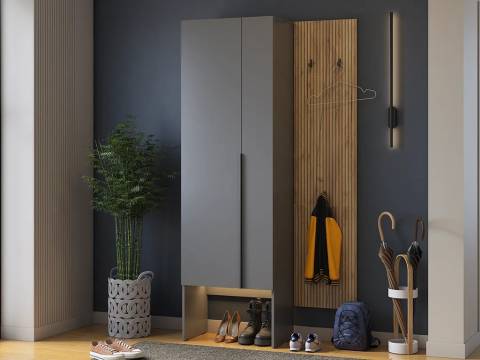 Прихожая Мебельсон К18 дуб крафт золотой/графит